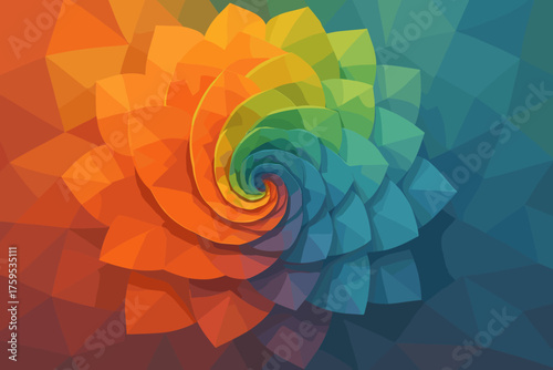 Spiral vector polygonal arranged abstract across formation surfaces faceted illustration flower petals