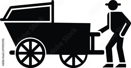 Threshing Silhouette Vector Art Illustration