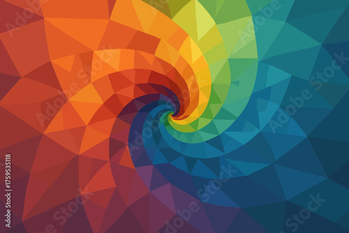 Flower faceted arranged abstract formation polygonal spiral gradients across illustration surfaces vector