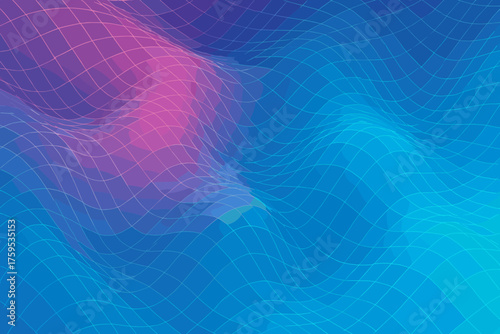 Vector flowing lines grid gridwave into gradients patterns abstract illustration bending depth
