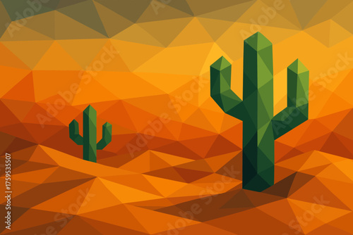 Triangular geometric dunes landscape faceted abstract angular horizon vector gradient illustration desert