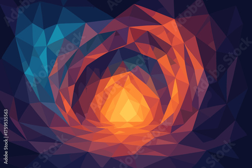Cave glowing reflections interior angular crystal gradients illustration geometric vector forming crystalline