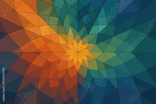 Mandala segments point vector polygonal symmetry faceted illustration structure radiating central made