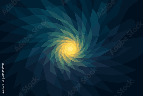 Arms vector galaxy faceted depth core abstract polygonal expanding creating illustration