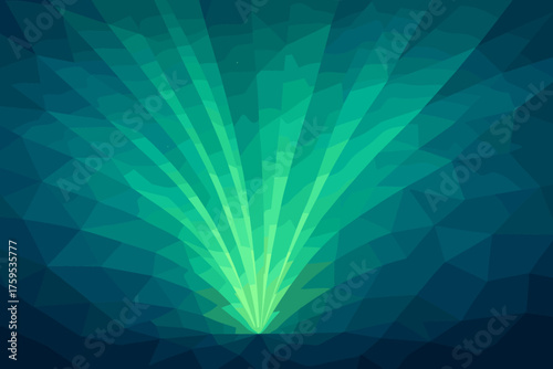 Aurora crystalline across skies abstract ribbons sky vector radial faceted illustration gradients
