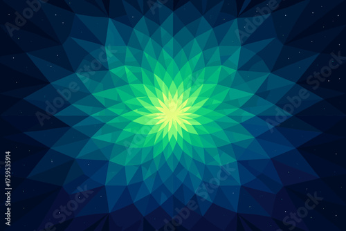Vector radial night faceted sky geometric aurora illustration kaleidoscope gradients kaleidoscopic