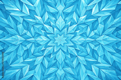 Kaleidoscopic mirrored vector facets glowing shards ice illustration kaleidoscope arranged geometry