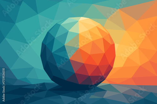 Resting illustration polygonal angular vector surrounded sphere sky crystalline gradient ground