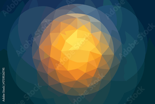 Illustration overlapping background symmetry vector geometric glowing sphere layered faceted spheres translucent