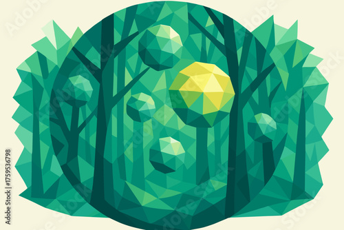 Faceted jungle crystalline geometric spheres between angular illustration polygonal sphere vector