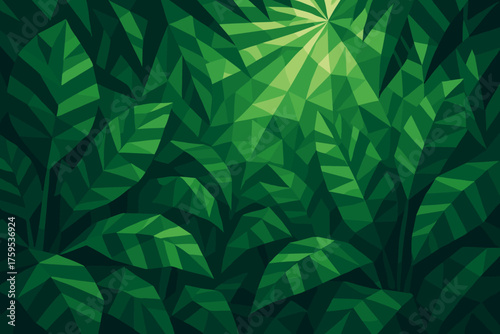 Vector shadow stripes jungle crystalline leaves polygonal bold canopy illustration
