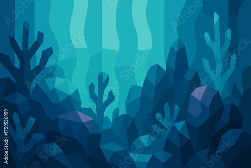 Illustration vector between scene faceted formations striped currents vertical underwater geometric