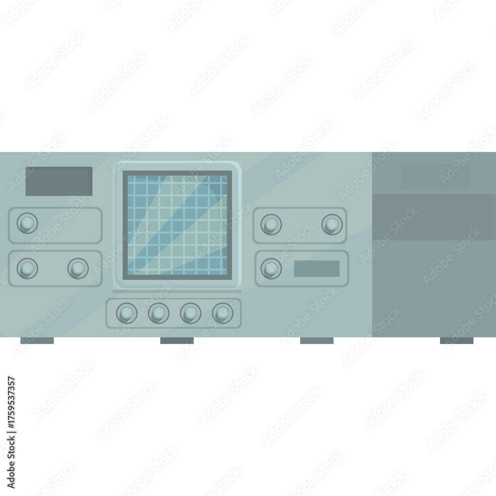 Fototapeta premium Retro Electronic Device With Knobs And A Grid Display Screen In A Studio Setting With A Transparent Background