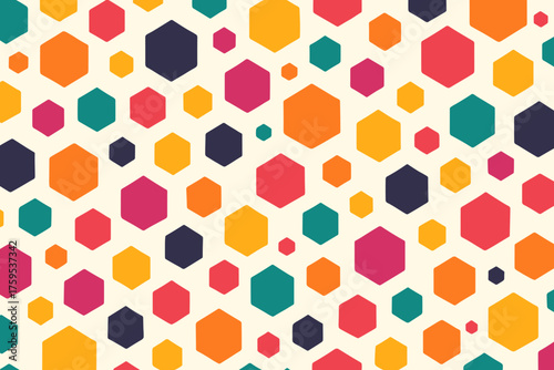 Pattern illustration hexagon density uneven size asymmetrical irregular vector filling abstract scattered