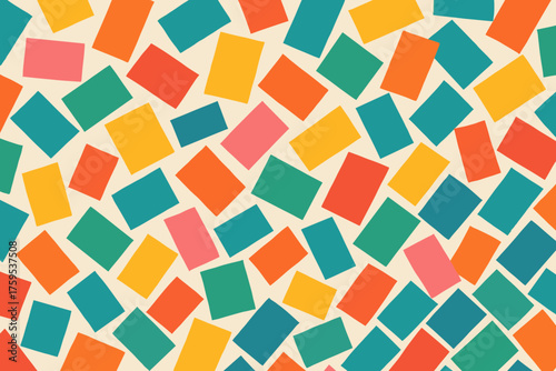 Vector scattered growing colorful geometric illustration random density overlapping asymmetry bottom right