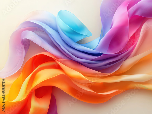 Gentle movement of colorful ribbons against a soft neutral backdrop