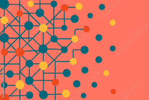 Left clustered illustration geometric pattern right vector circles lines uneven lattice asymmetrical