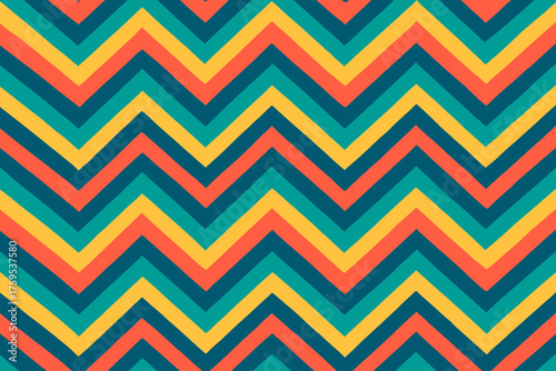 Thin vector chevron bold vibrant lines repeating alternating layered zigzag pattern illustration