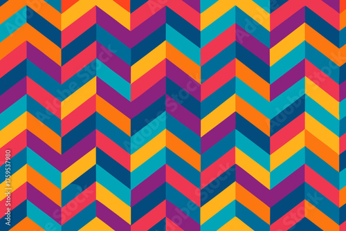 Geometry illustration chevron vivid tones across vector pattern infinite alternating forming