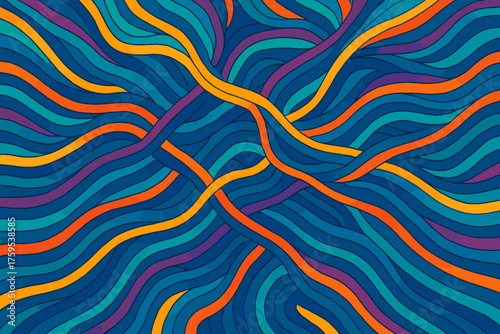 Lines building illustration fluid vector vibrant tones flowfield intersecting wavy layered