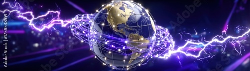 Electric globe with dynamic energy and vibrant colors.