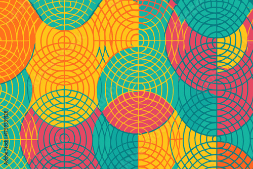 Lattice like overlapping vector concentric circles illustration geometric arcs ripples building