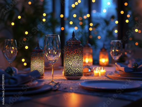 Soft Glow Over a Beautifully Set Eid Dining Table