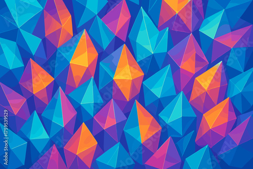 Crystals illustration arranged luminous crystal vector facets texture network overlapping clustered polygonal