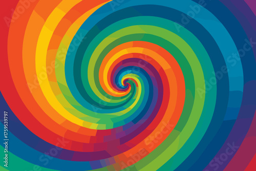 Vibrant illustration colors spiral illusion into twisting wave vector luminous perspective
