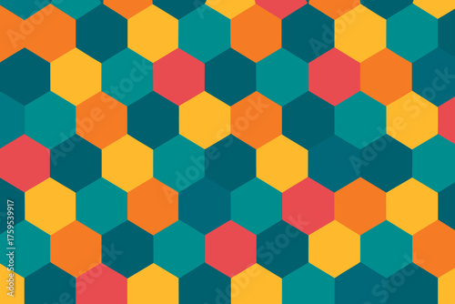 Seamless illustration vector hexagon crystalline geometric tessellation magic hexagons filling canvas mosaic