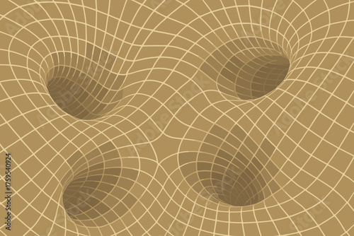Tunnels into curves vector illustration bending illusion grid soft optical