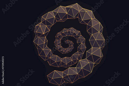 Vector emphasize glowing helix space illustration structure floating polyhedral illuminated