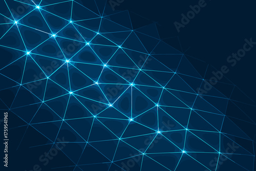 Vector futuristic highlighted spreading triangular glowing illustration edges network effect