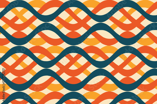 Elliptical ellipsewave vector seamless into illustration interwoven abstract rhythmic motion shapes grid