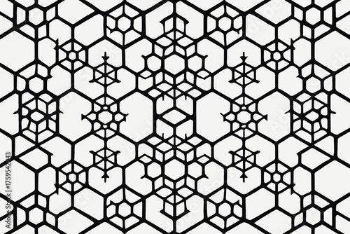 Fractal seamless net infinitely tessellated geometry abstract vector illustration infinite repeating hexagons