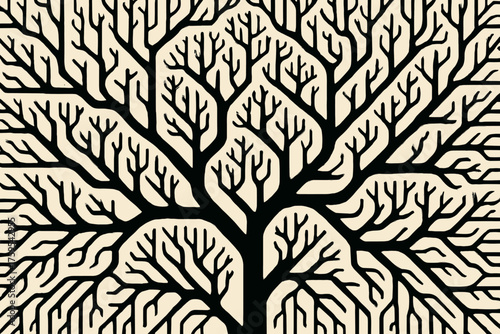 Flow recursive roots geometric full across fractal illustration mesh pattern canvas tree