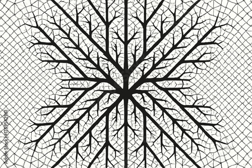 Geometry fractal vector outward branching repeating illustration geometric radiating symmetry forming abstract