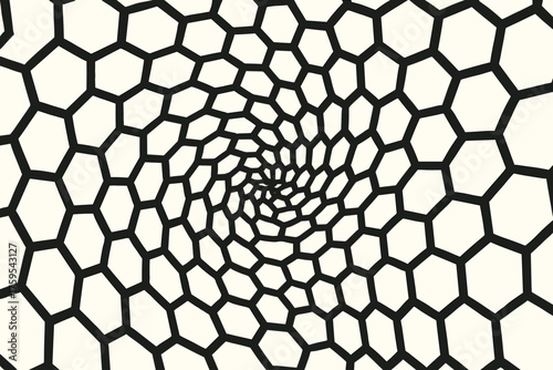 Illustration honeycomb gradual vector tessellation twist abstract rotating pattern geometric