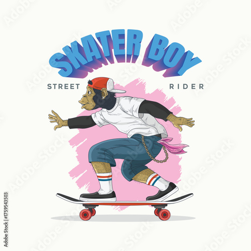 Cool Monkey Skater on Streets