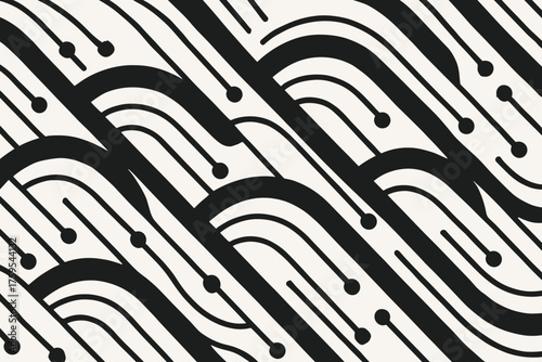 Wave entire vector diagonally layered across abstraction arcs cascading circuit illustration mimic
