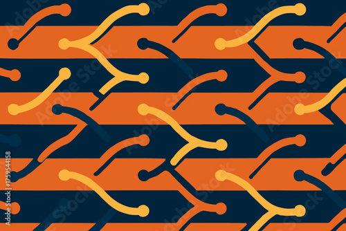Horizontal arcs arranged rhythmic impression vector waves illustration angled circuit leaps rhythm