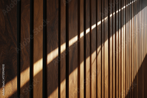 Wallpaper Mural Sunlit Wooden Slat Wall with Diagonal Shadow Pattern — Modern Vertical Panel Texture, Warm Brown Grain, Minimal Architectural Interior Design Background Torontodigital.ca