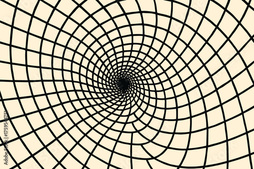Abstract inward smooth vector warped illustration lines spiral forming grid square