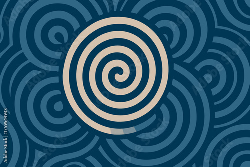 Zen concentric spiral rings evoking motion softly illustration composition pattern meditative vector