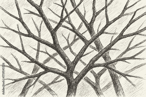 Pencil branch shading contrast overlapping expressive vector rough adding strokes silhouettes illustration