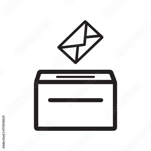 Mail icon showcases envelope going into a box on a white background