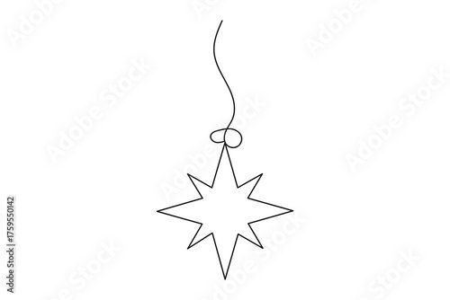 Continuous line star minimalist concept design isolated on white