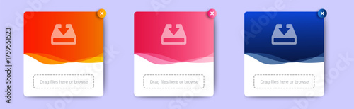 set of Drag and drop upload box banner pop up design template. vector