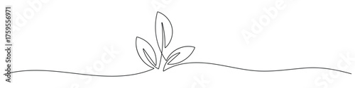 Continuous one line art leaf icon vector. growth and new beginnings symbol. vector illustration.