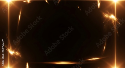 Glowing frame effect with golden light flares and a dark backdrop